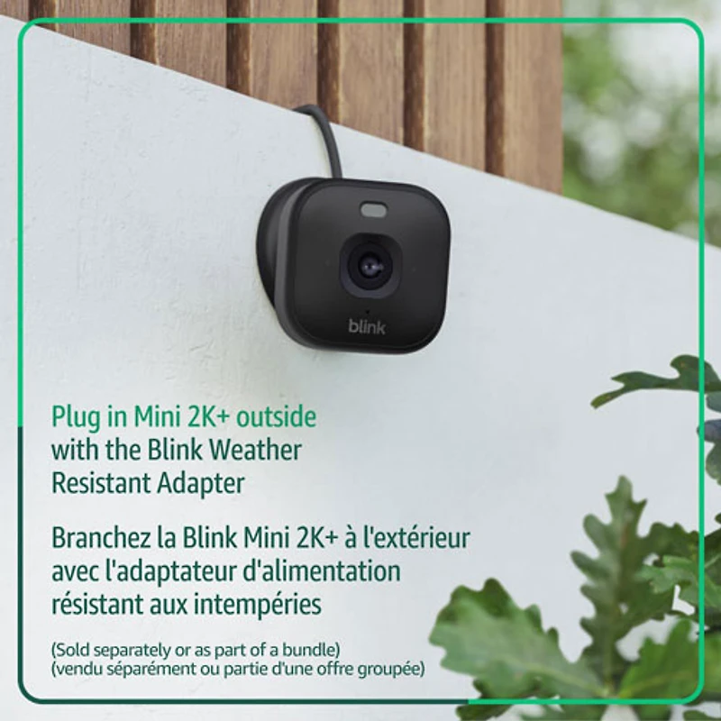 Caméra IP d'extérieur/d'intérieur avec fil Mini 2K+ de Blink - Noir