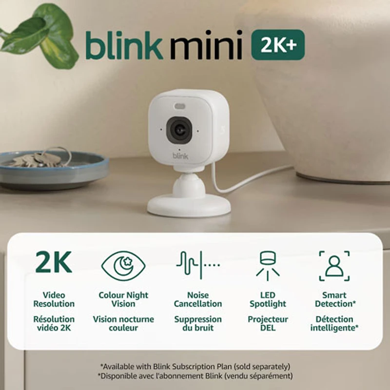 Blink Mini 2K+ Wired Indoor/Outdoor IP Camera - 2 Pack - White