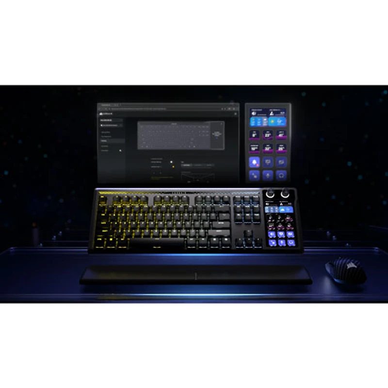 Clavier de jeu mécanique rétroéclairé à commutateurs linéaires mécaniques prélubrifiés MLX Pulse Galleon 100 SD de Corsair avec boutons Stream Deck