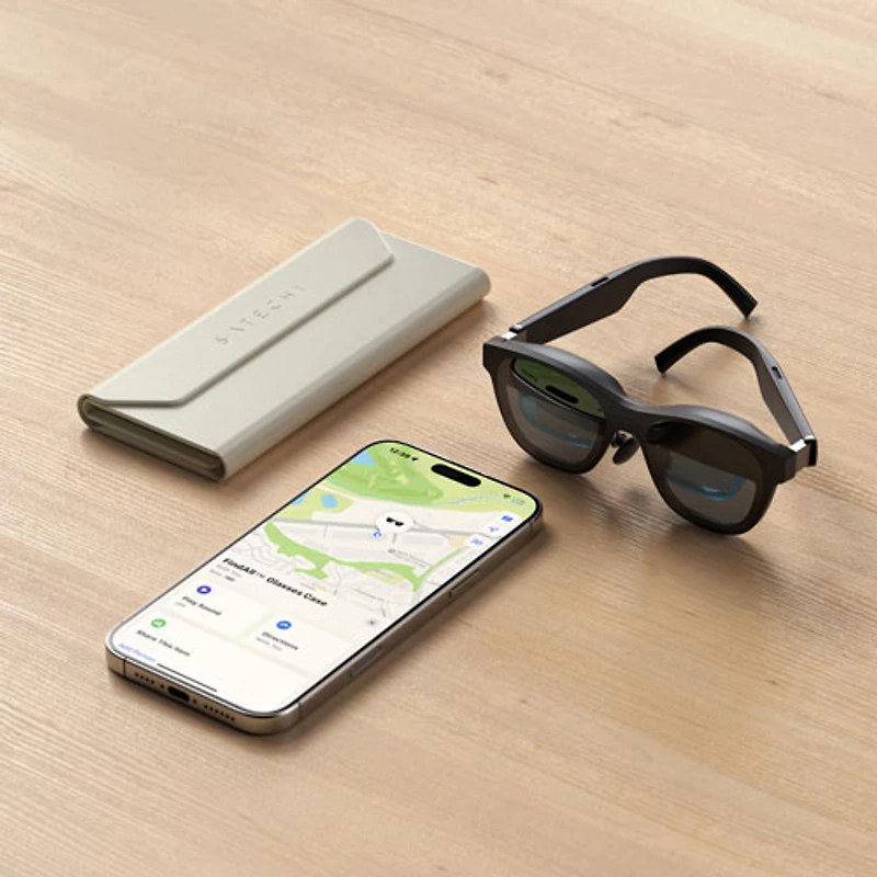 tui à lunettes de repérage en cuir végétalien avec chargement Qi FindAll de Satechi