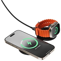 Chargeur sans fil 2-en-1 Qi2 15 W OntheGo de Satechi