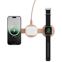 Chargeur sans fil 3-en-1 Qi2 15 W OntheGo de Satechi - Rose du désert