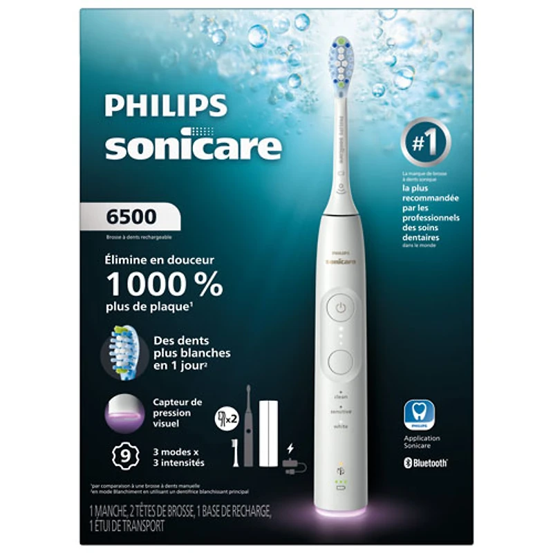 Brosse à dents rechargeable Sonicare série 6500 de Philips (HX7410/10) - Blanc