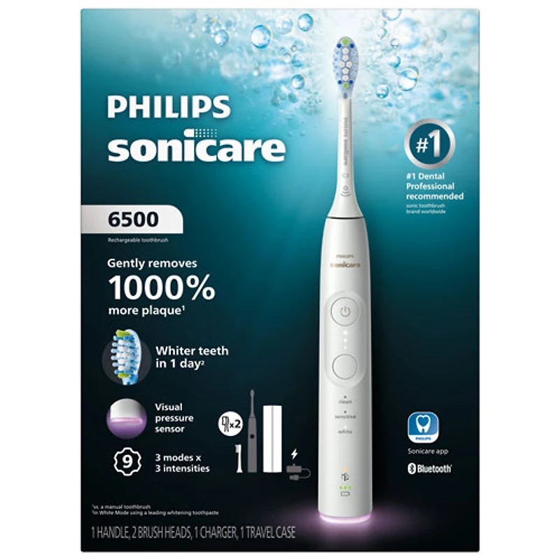 Brosse à dents rechargeable Sonicare série 6500 de Philips (HX7410/10) - Blanc