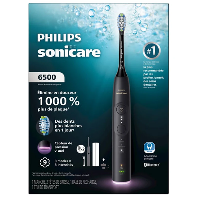Brosse à dents rechargeable Sonicare série 6500 de Philips (HX7411/08) - Noir