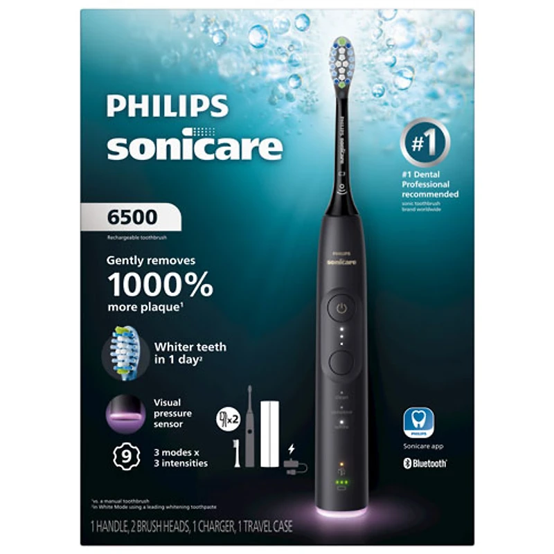 Brosse à dents rechargeable Sonicare série 6500 de Philips (HX7411/08) - Noir