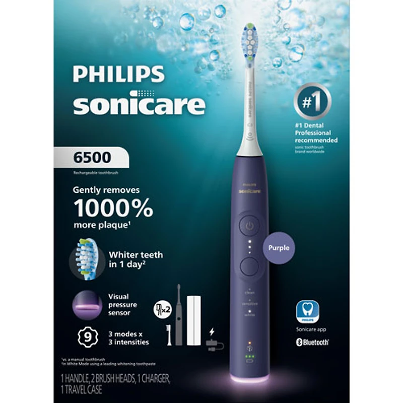 Brosse à dents rechargeable Sonicare Série 6500 de Philips (HX7417/05) - Violet