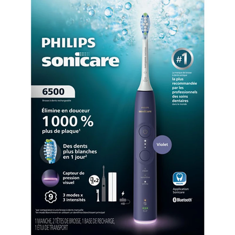 Brosse à dents rechargeable Sonicare Série 6500 de Philips (HX7417/05) - Violet