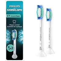 Tête de brosse à dents de rechange Sonicare C1 SimplyClean de Philips (HX6012/77) - Paquet de 2