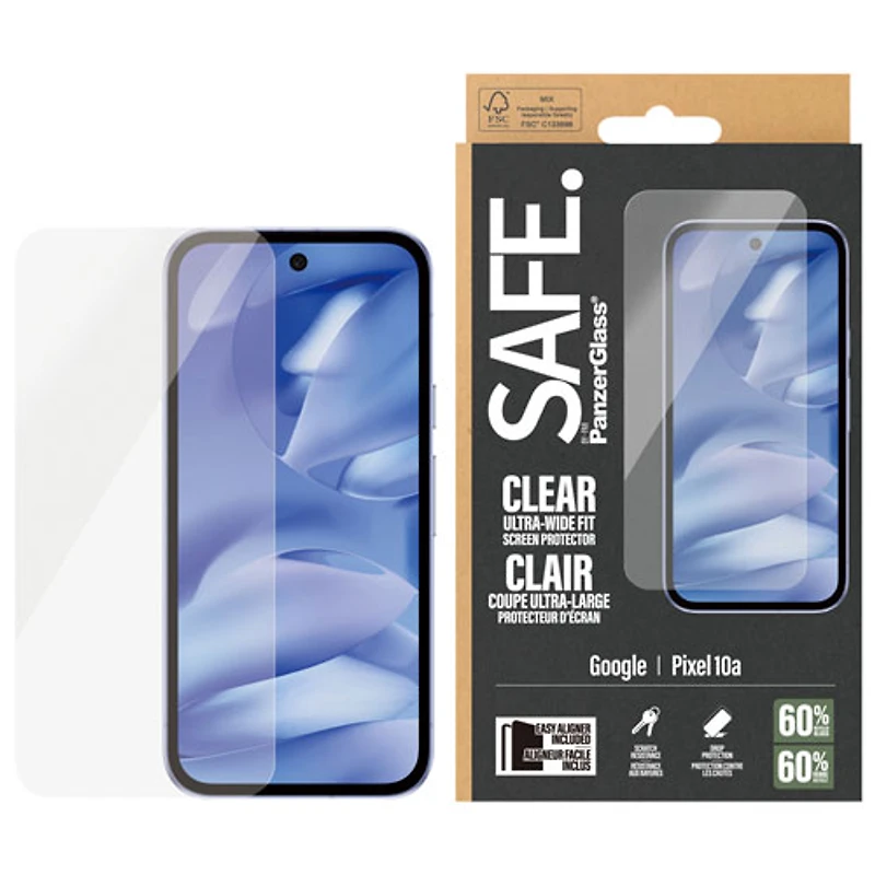 PanzerGlass Safe Ultra-Wide Fit Glass Screen Protector for Pixel 10a
