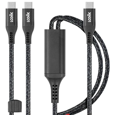 Câble USB-C à USB-C double 1,5 m (4,9 pi) 100 W Piston Connect de LOGiiX - Noir