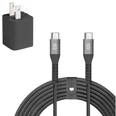 Chargeur mural USB-C GaN de 30 W Vibrance avec câble USB-C de 1,5 m de LOGiiX - Noir