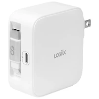 LOGiiX Power Plus Connect 45W USB-C Wall Charger with Built-In Cable - White