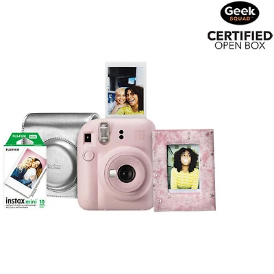 Boîte ouverte - Ensemble-cadeau avec appareil photo instantané Instax Mini 12 de Fujifilm - Rose fleuri