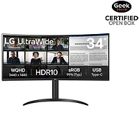 Open Box - LG 34" WQHD 100Hz 5ms GTG Curved VA LED Monitor (34WR55QK-B) - Black