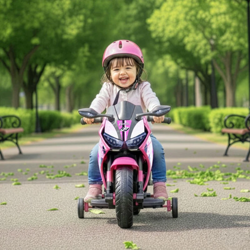 Moto porteuse Barbie 6 V de Flybar - Rose
