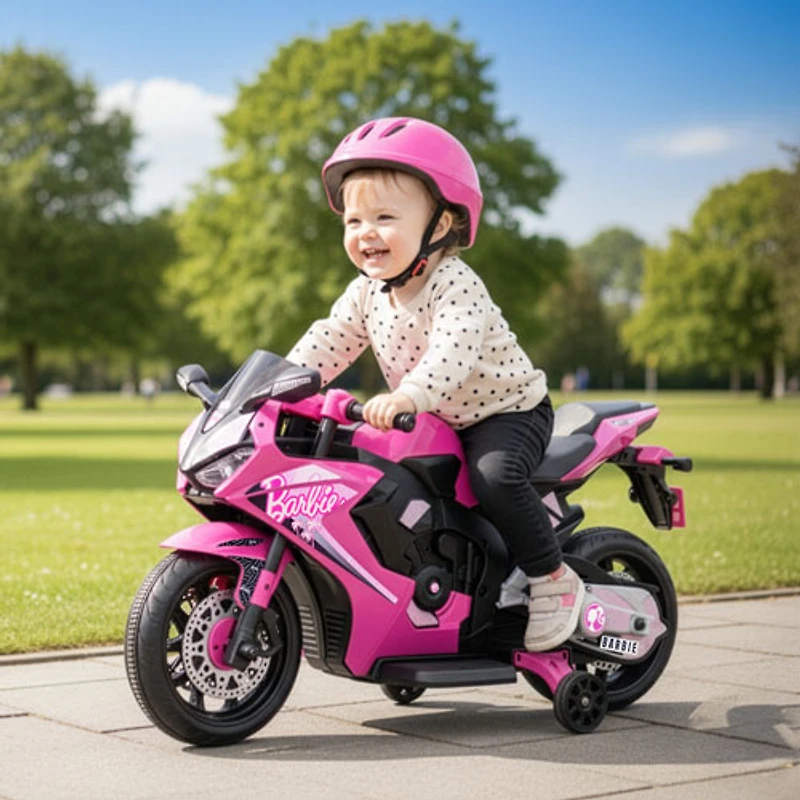 Moto porteuse Barbie 6 V de Flybar - Rose