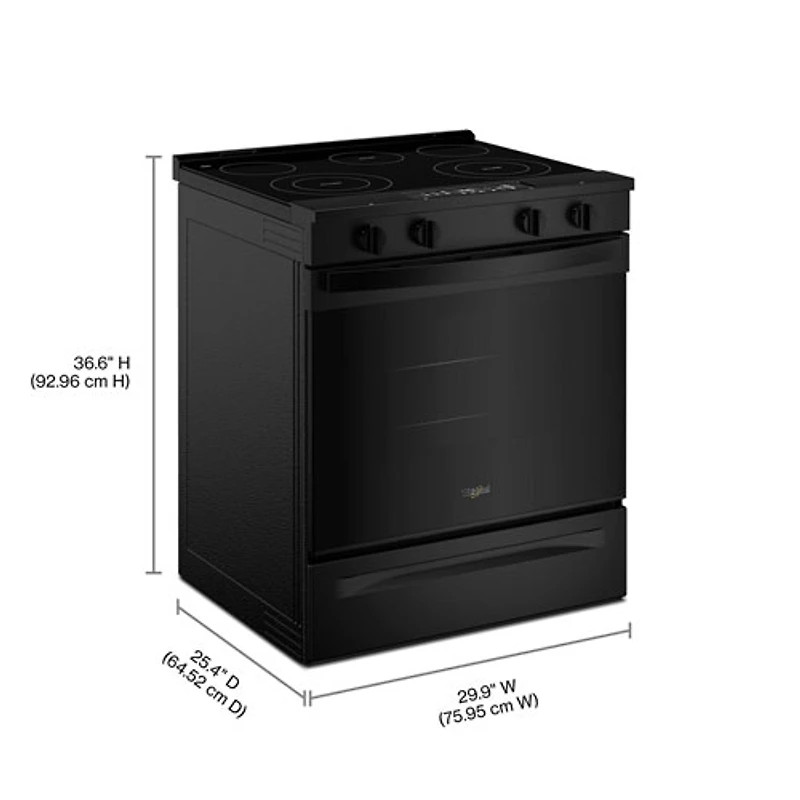 Whirlpool 30" 5.3 Cu. Ft. 5-Element Slide-In Electric Range (YWSES3330TB) - Black