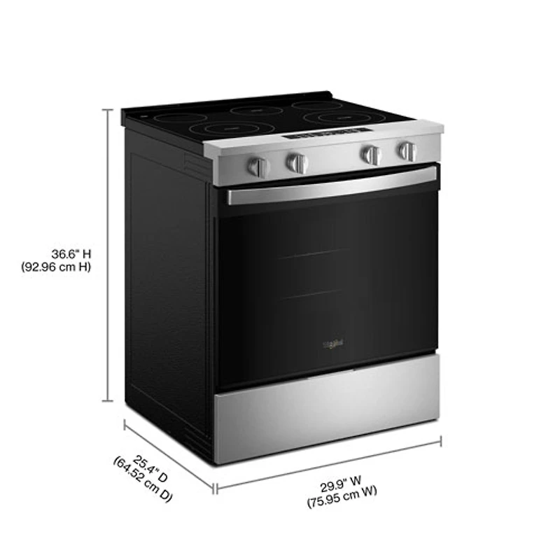 Whirlpool 30" 5.3 Cu Ft 5-Element Slide-In Electric Air Fry Range (YWSES4530TZ) -Fingerprint Resistant Stainless