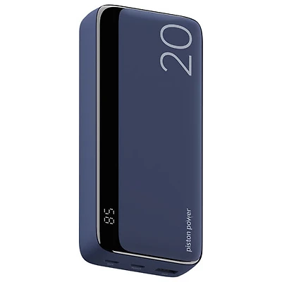 Chargeur portable USB-C double/USB-A de 20 000 mAh Vibrance Piston Power de LOGiiX - Bleu minuit