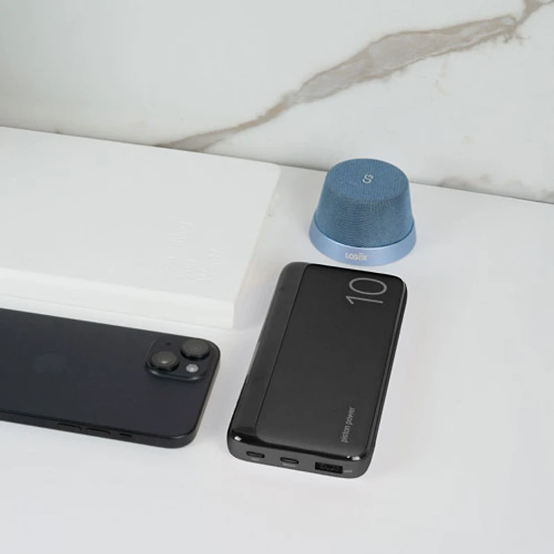 LOGiiX Vibrance Piston Power 10,000 mAh Dual USB-C/USB-A Power Bank - Black