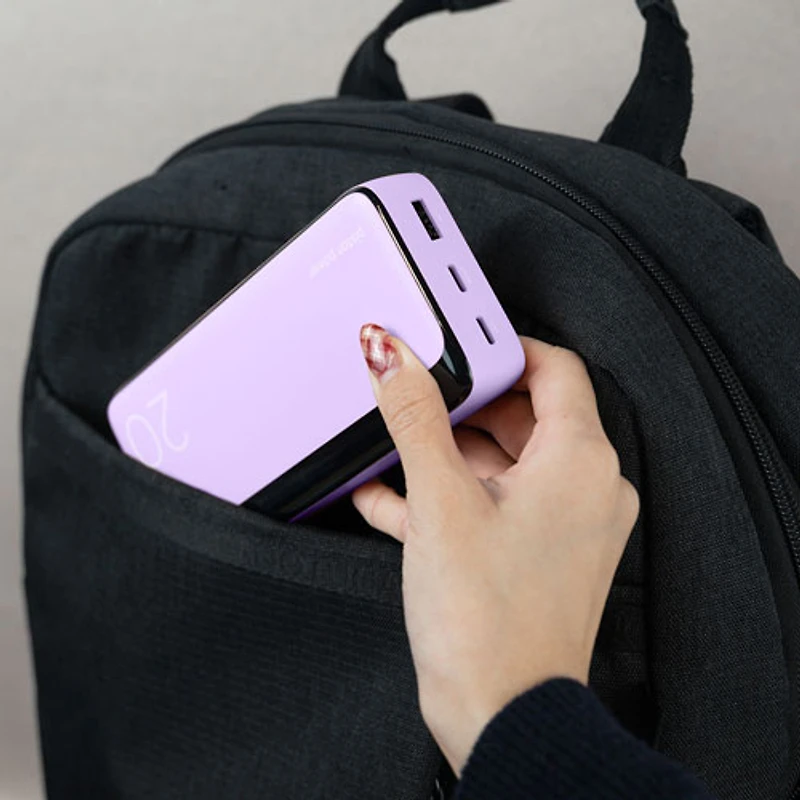 LOGiiX Vibrance Piston Power 20,000 mAh Dual USB-C/USB-A Power Bank - Lavender