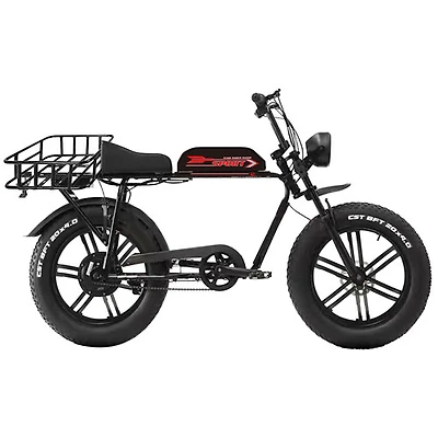 Gotyger PowerRider Fat Tire Electric City Bike (500W Motor / 50km Range / 30km/h Top Speed) - Black