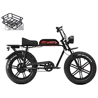 Gotyger PowerRider Fat Tire Electric City Bike (500W Motor / 50km Range / 30km/h Top Speed) - Black