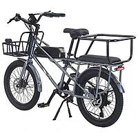GoTyger Heavy-Duty Cargo Electric City Bike (500W Motor / 45km Range / 30km/h Top Speed) - Black