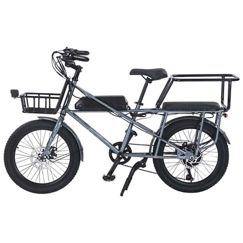 GoTyger Heavy-Duty Cargo Electric City Bike (500W Motor / 45km Range / 30km/h Top Speed) - Black
