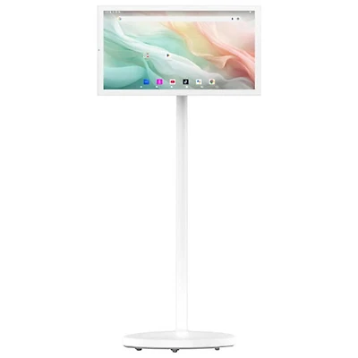 Écran intelligent portatif Android de 27 po d'InfinityPro avec support mobile, batterie intégrée et caméra - Blanc