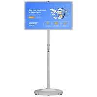 Écran intelligent portatif Android de 32 po d'InfinityPro avec support mobile, batterie intégrée et caméra - Blanc