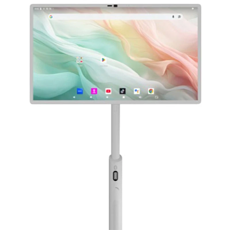 Écran intelligent portatif Android de 32 po d'InfinityPro avec support mobile, batterie intégrée et caméra - Blanc