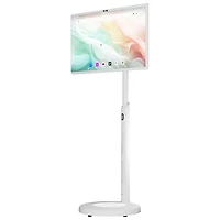 Écran intelligent portatif Android de 32 po d'InfinityPro avec support mobile, batterie intégrée et caméra - Blanc