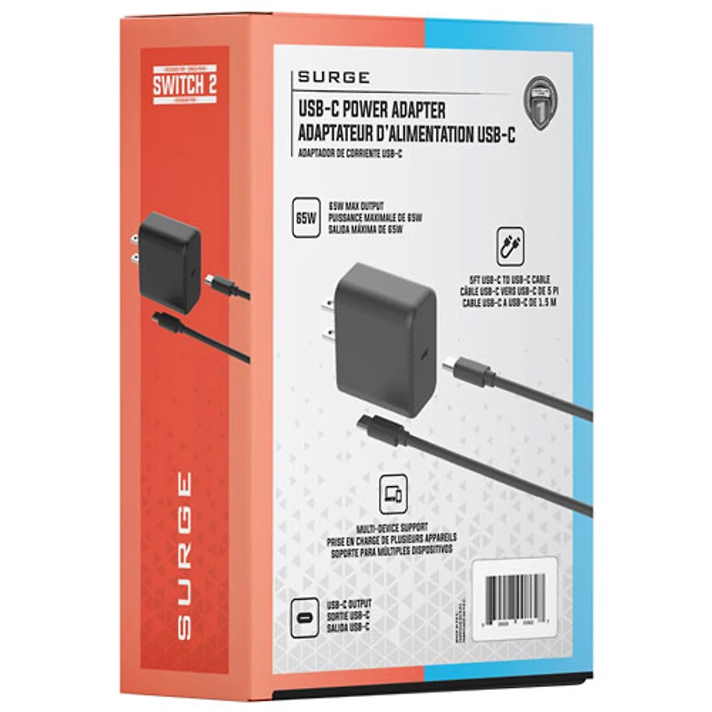 Adaptateur d'alimentation secteur pour Switch 2 de Surge