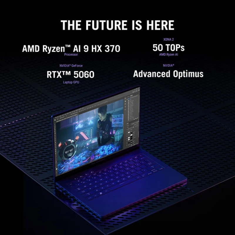 Portable de jeu 14 po ROG Zephyrus G14 d'ASUS - Gris éclipse (Ryzen AI 9 HX 370 AMD/RAM 32 Go/SSD 1 To/GeForce RTX 5060)