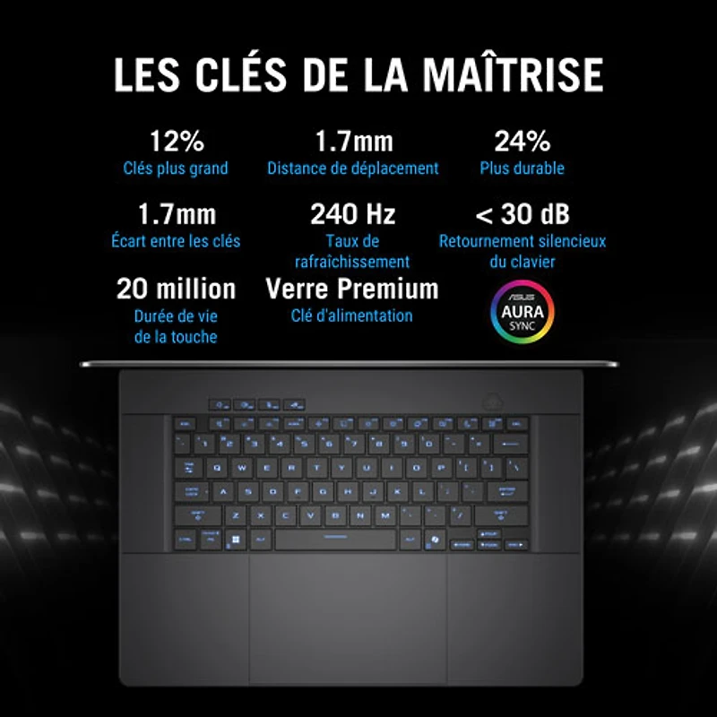 Portable de jeu 16 po ROG Zephyrus G16 d'ASUS - Gris éclipse (Core Ultra 9 285H d'Intel/RAM 32 Go/SSD 1 To/GeForce RTX 5060)