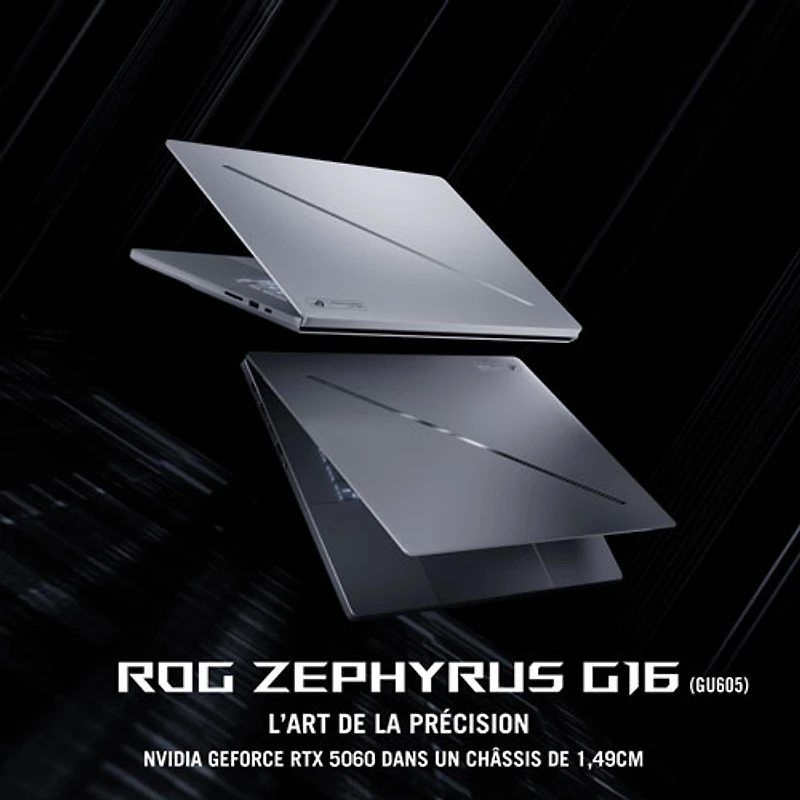 Portable de jeu 16 po ROG Zephyrus G16 d'ASUS - Gris éclipse (Core Ultra 9 285H d'Intel/RAM 32 Go/SSD 1 To/GeForce RTX 5060)