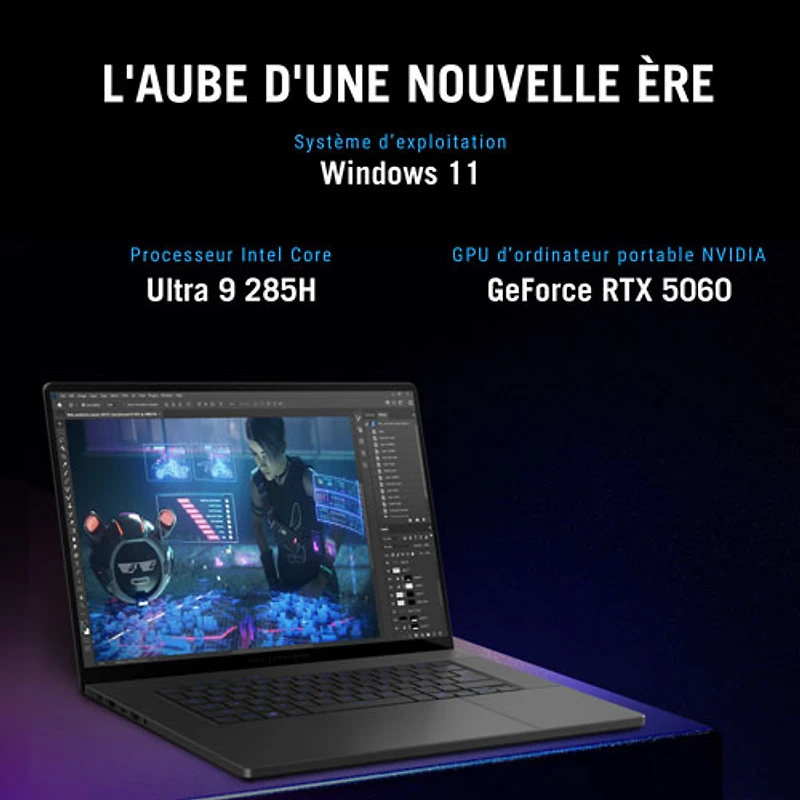 Portable de jeu 16 po ROG Zephyrus G16 d'ASUS - Gris éclipse (Core Ultra 9 285H d'Intel/RAM 32 Go/SSD 1 To/GeForce RTX 5060)