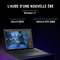 Portable de jeu 16 po ROG Zephyrus G16 d'ASUS - Gris éclipse (Core Ultra 9 285H d'Intel/RAM 32 Go/SSD 1 To/GeForce RTX 5060)