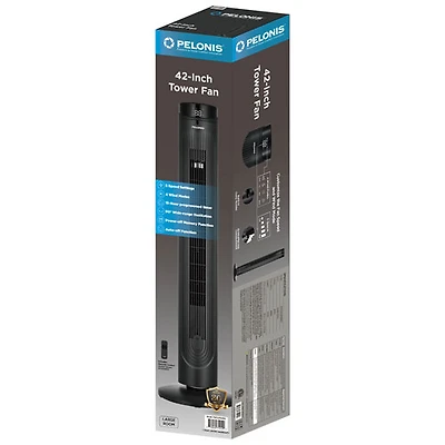 Ventilateur vertical numérique avec télécommande de Pelonis - 42 po - Noir