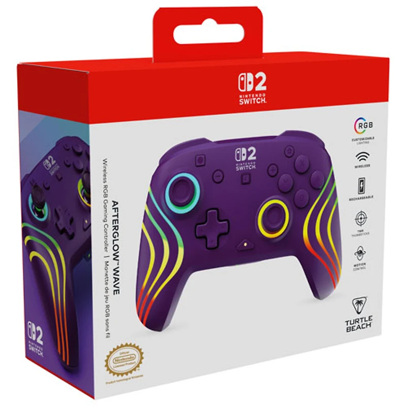 Turtle Beach Afterglow Wave Wireless RGB Gaming Controller for Nintendo Switch/Switch 2 - Purple