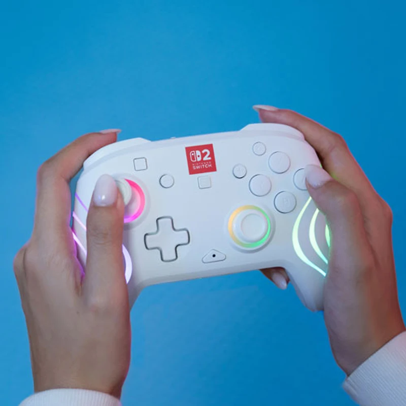 Manette de jeu sans fil RVB Afterglow Wave de Turtle Beach pour Nintendo Switch/Switch 2 - Blanc
