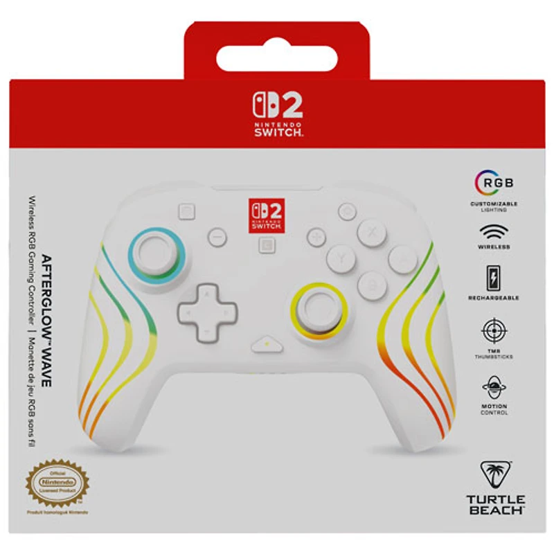 Manette de jeu sans fil RVB Afterglow Wave de Turtle Beach pour Nintendo Switch/Switch 2 - Blanc