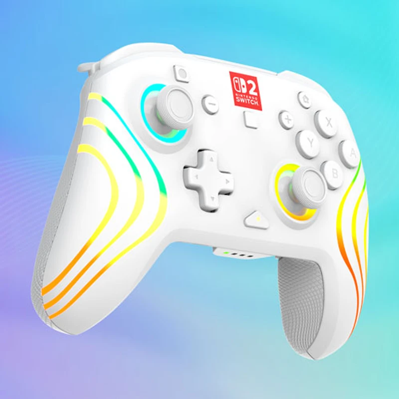 Manette de jeu sans fil RVB Afterglow Wave de Turtle Beach pour Nintendo Switch/Switch 2 - Blanc