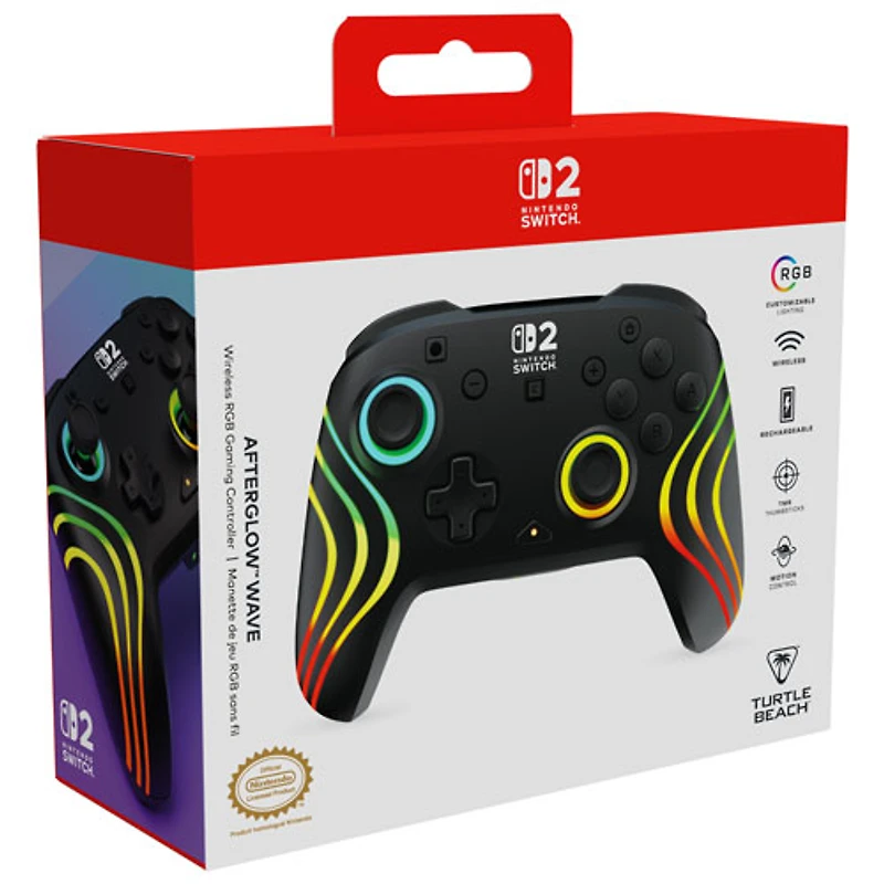 Turtle Beach Afterglow Wave Wireless RGB Gaming Controller for Nintendo Switch/Switch 2 - Black