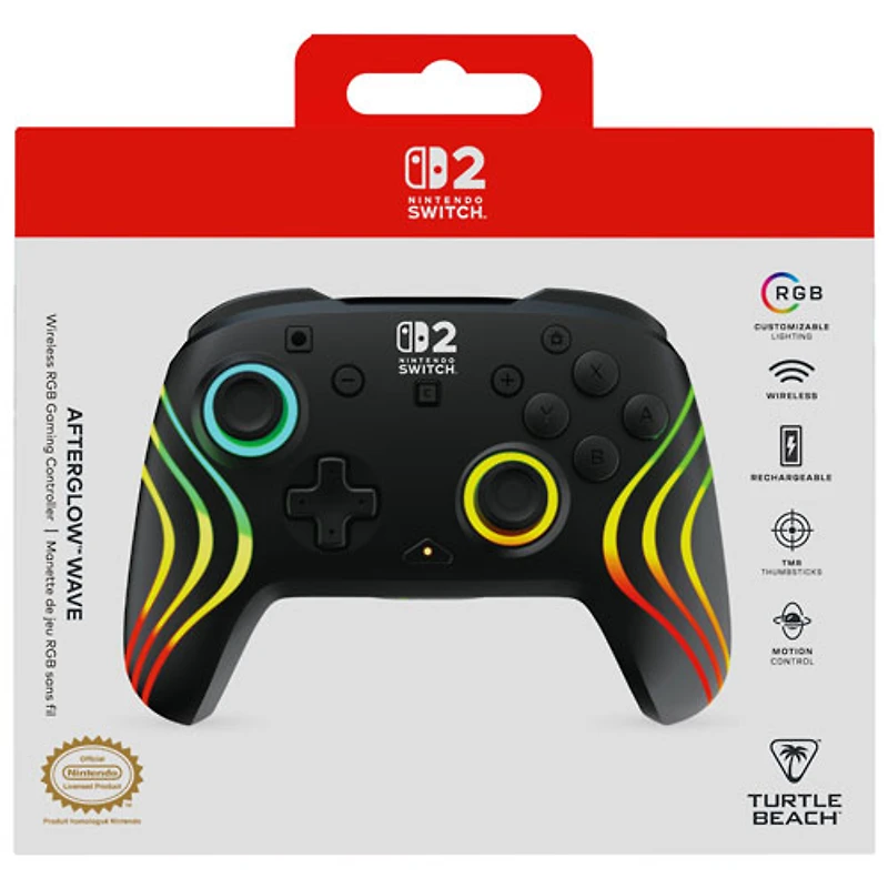 Turtle Beach Afterglow Wave Wireless RGB Gaming Controller for Nintendo Switch/Switch 2 - Black