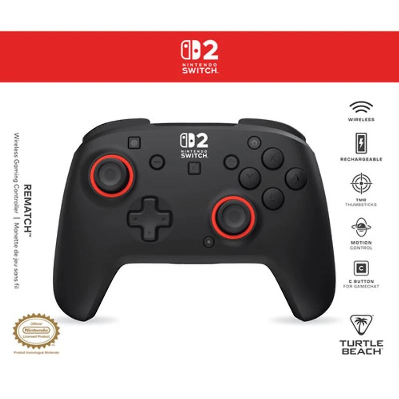 Turtle Beach Rematch Wireless Gaming Controller for Nintendo Switch/Switch 2 - Black
