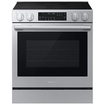 Samsung BESPOKE 30" 6.3 Cu. Ft. True Convection Smooth Top Slide-In Electric Range (NSE90H63SRAC) - Stainless Steel