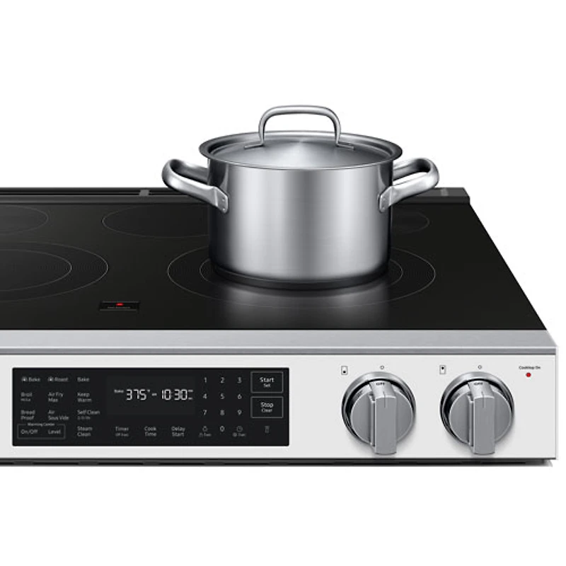 Cuisinière électrique encastrable à 5 éléments avec convection véritable 6,3 pi³ 30 po de Samsung (NSE80H63SWAC) - Blanc